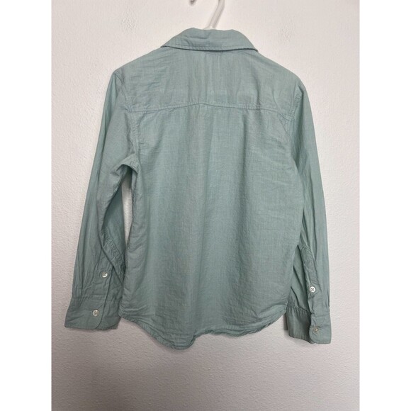 H&M Size 6 Button Up Woven Shirt Mint Green Long Sleeve Cotton Minimalist - Picture 8 of 9